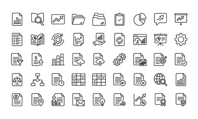 Fototapeta premium A comprehensive collection of diverse business and technology icons designed with an editable stroke for professional graphic design and web projects