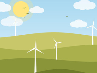 Obraz premium Green Energy Wind Farm Panorama Background