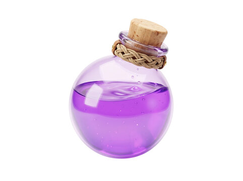Purple Halloween potion bottle isolated on transparent background