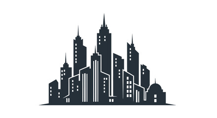 A striking silhouette of a modern city skyline featuring numerous skyscrapers of varying heights and architectural styles. © Olivia