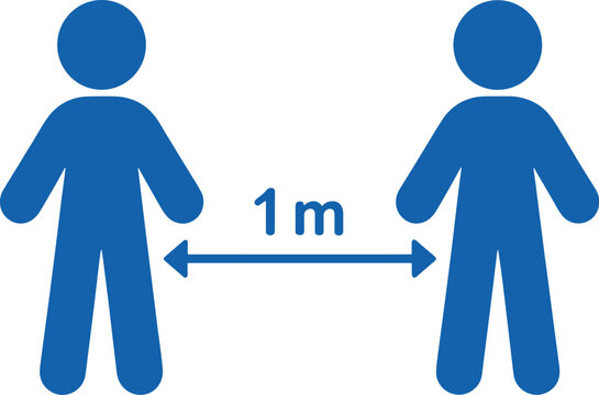 Two Blue People Figures Maintaining One Meter Distance illustration