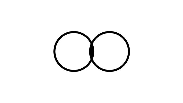 Diagram with two overlapping circles animation isolated on white background