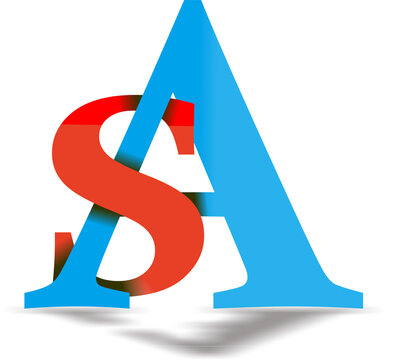 Modern SA Monogram Logo in Blue and Red Isolated on Transparent Background