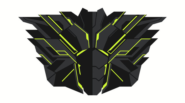 Cyberpunk robotic wolf mask with glowing neon green accents