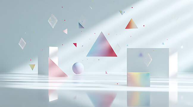 a white background with colorful triangles floatie