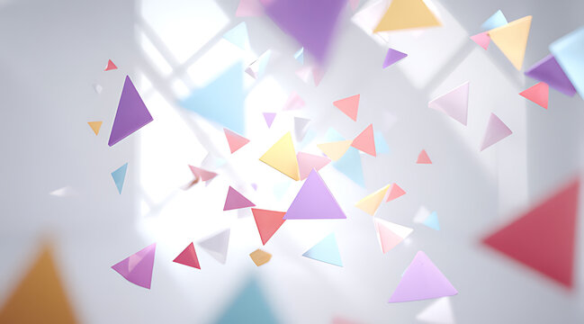 a white background with colorful triangles floatie