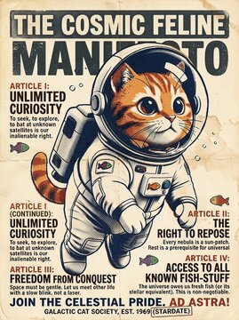 poster vintage gatto astronauta