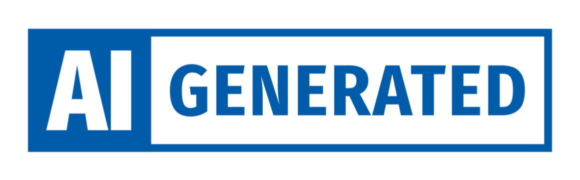 Button AI generated content sticker dark blue