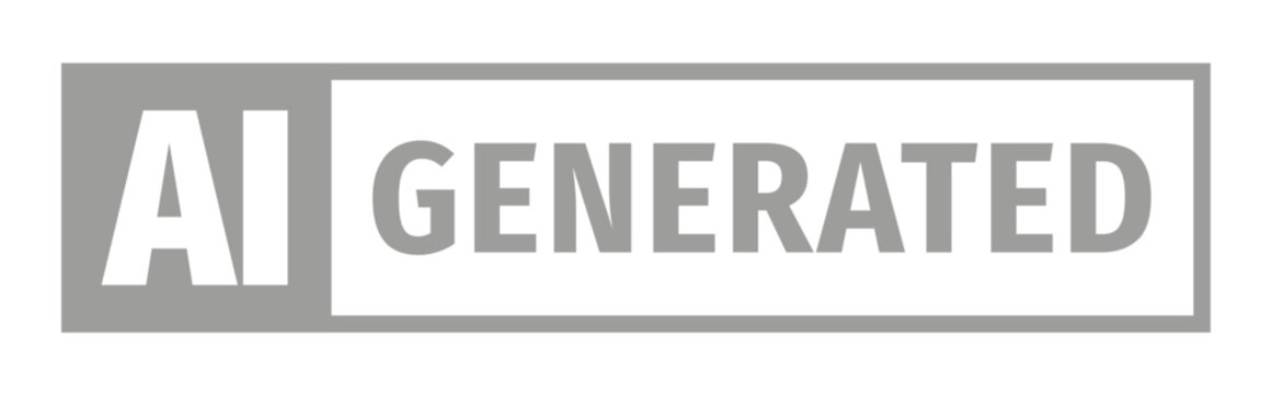 Button AI generated content sticker grey