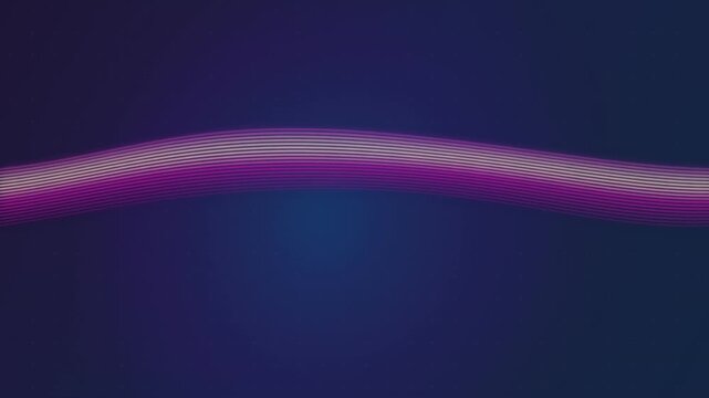 Abstract dynamic magenta and purple lines creating smooth wave effect moving slowly against deep blue background, futuristic and modern video footage clip.