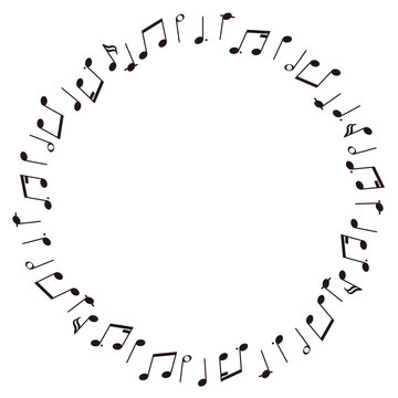 Circular frame of musical notes/black