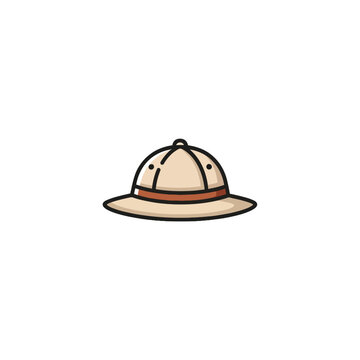 Classic pith helmet icon for safari and exploration.