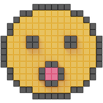 Pixelated Hushed Face Emoji Icon