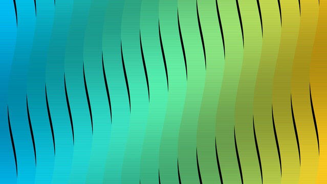 Abstract Aurora Wave Ribbon Background with Cyan Mint and Gold Flowing Geometric Bands