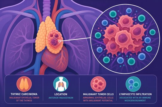 Thymic Carcinoma Thymus Cancer Tumor Pathology and Cellular Microenvironment Infographic