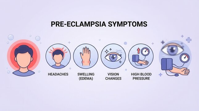 Early Detection Infographic: Symptoms and Monitoring of Pre-Eclampsia in Pregnancy for Awareness pre eclampsia infographic with pregnant woman