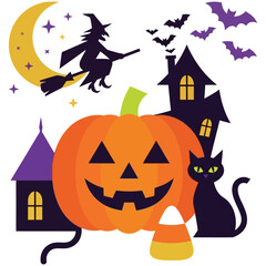 Fototapeta premium Set of halloween icons for festive decoration with halloween, collection