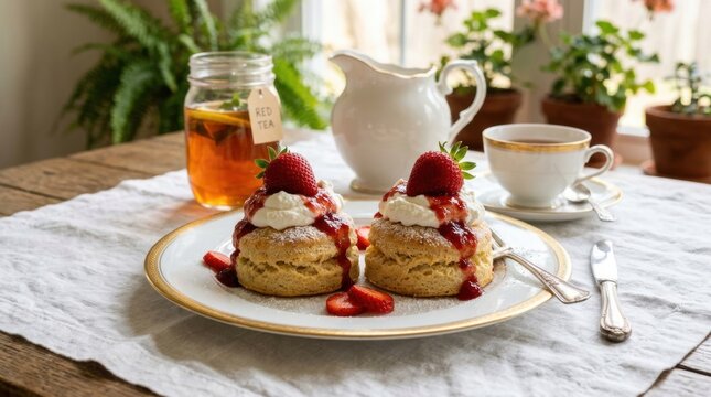 English Afternoon Tea Spread with Selective Focus on Delicious Sandwiches, Scones, Clotted background sandwiches classic