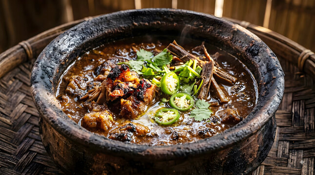 Authentic Nagaland Smoked Bamboo Fermented Fish Axone Pork Curry Tribal Clay