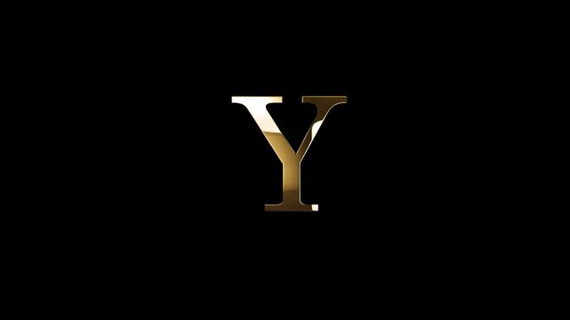English alphabet letter Y in golden style with golden particles, transparent background