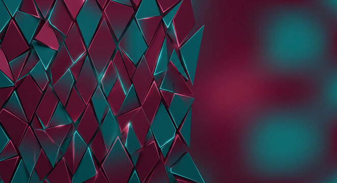 Burgundy and Teal Diamond Mosaic Geometric Texture with Copy Space
