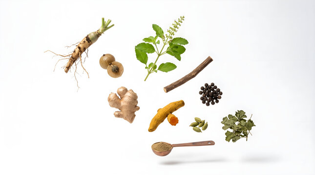 Levitation Authentic Kerala Ayurvedic Herbal Drink Ingredients Floating White