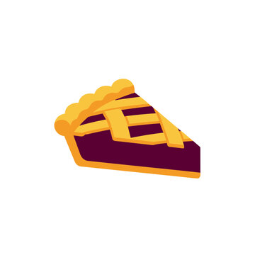 Top view vector illustration of a round lattice fruit pie with a woven pastry crust, crimped edges, and fruit filling visible through the gaps, isolated on a white background.