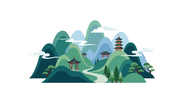 Traditional Chinese pattern vector illustration featuring ornate floral motifs and geometric borders for Lunar New Year and cultural celebration background designs.