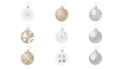 Obraz premium Set of nine christmas ornaments with various designs and neutral colors
