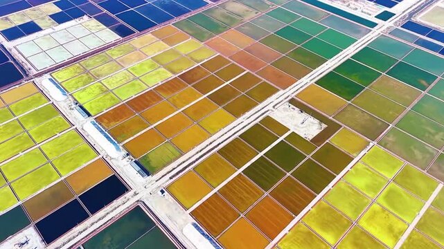 Colorful Salt Ponds from Aerial View