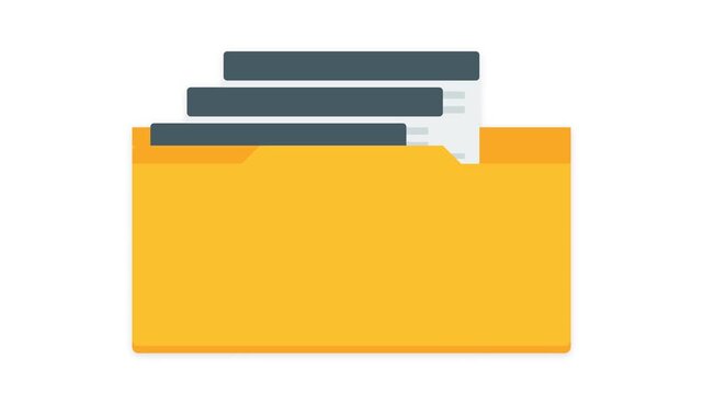Yellow Folder with Documents and Files Icon.