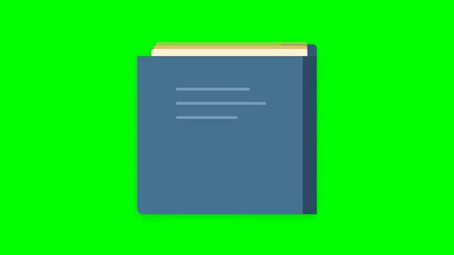 Blue Folder Document Icon on Green Screen Background.