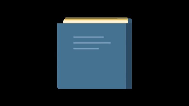 Blue Folder Icon with Document Inside on Black Background.