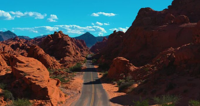 Traffic Driving Through Valley of Fire State Park, Nevada