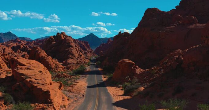 Traffic Driving Through Valley of Fire State Park, Nevada
