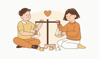 Art of Sharing Using Scale for Fair And Equal Division Illustration