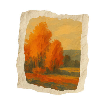 PNG Autumn landscape torn paper