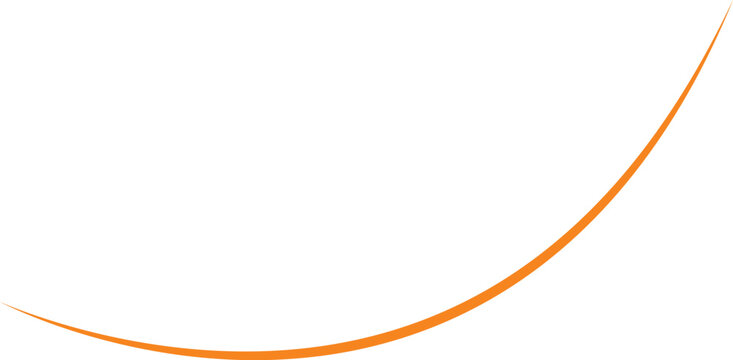 Minimalist orange curved line vector isolated on white. Sleek elegant dynamic swoop or arc design element. Modern abstract swoosh graphic representing motion or progress.