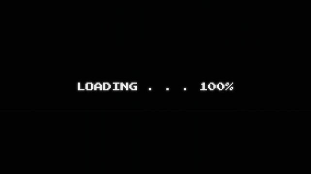 Pixelated 0 to 100 Percent Progress Indicator, Retro 8 Bit Pixelated Loading Screen Progress Bar for Gaming and Vintage Film Transitions 4k video