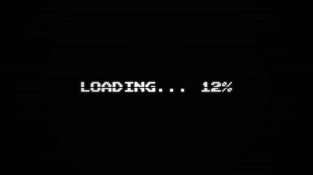 Vintage 8 Bit Progress Counter for Gaming Interfaces, Retro 8-Bit Pixelated Loading Screen with Incrementing Percentage for Vintage Video Games and Command Line Style Movie Transitions 4k video