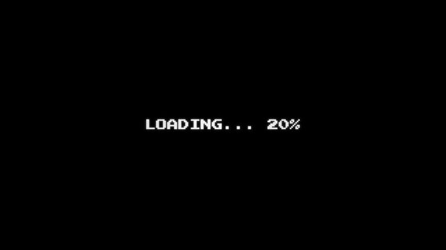 Pixelated Loading Counter for Retro Game Projects, Retro 8-Bit Pixelated Loading Screen Animation with Percentage Progress for Vintage Games or Command Line Style Video Overlays 4k video