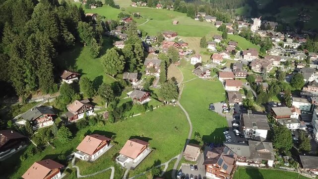 Famous village Grindelwald in swiss alps - starting point for train tours in the Jungfrau region