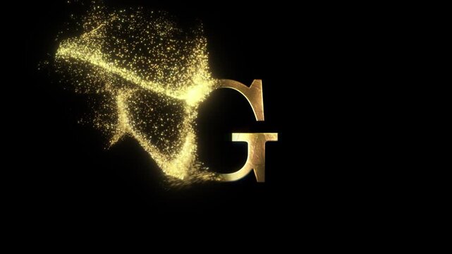 The English letter G in gold color and with a transparent background