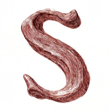 Rustic Red Brush Stroke Letter S Handwritten Script Calligraphy Design Element