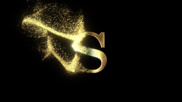 The English letter S in gold and transparent colors