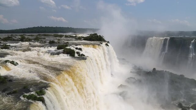 Famous Iguazu falls on the border between Argentina and Brazil