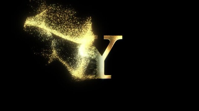 The English letter Y in gold and transparent colors