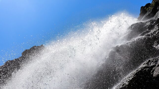 Midsummer noon sunlight giant waterfall at Chishui Guizhou 4A danxia scenic