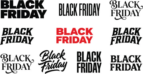 Obraz premium Black friday stylized text logo variations in bold fonts