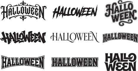 Fototapeta premium Creative halloween typography designs in black and white vector style